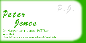 peter jencs business card
